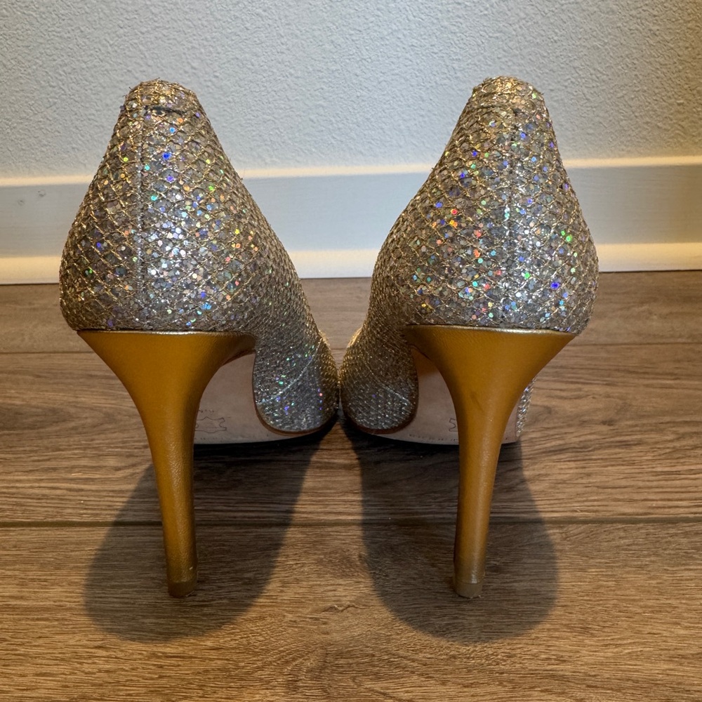 Enzo Angiolini Glittering Gold Silver Heels - Picture 6 of 16